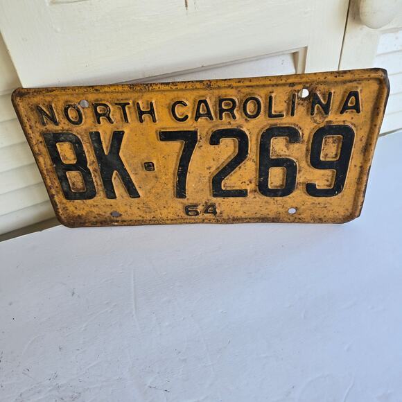 Vintage NC License Plate 1964 North Carolina BK-7269 - Picture 2 of 8